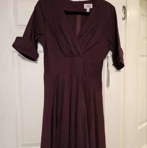 Unique Vintage burgundy swing dress